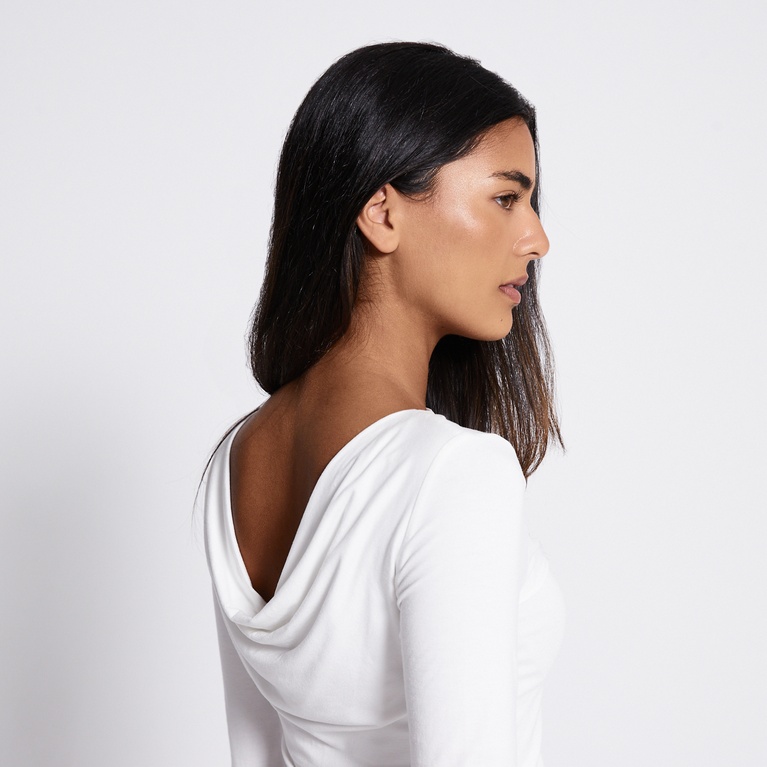 Two way draped long-sleeve top "Assia"